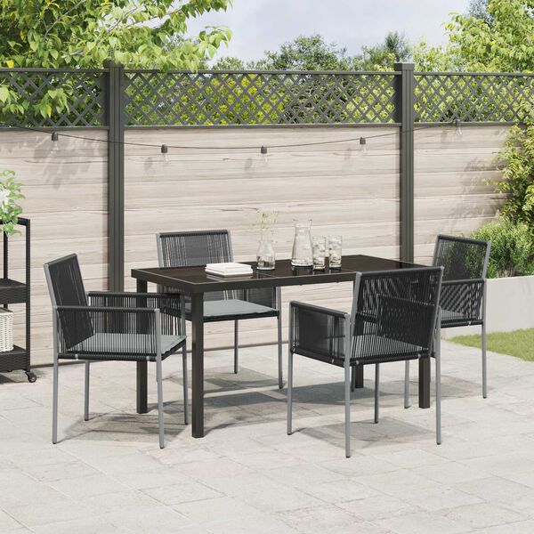 vidaXL Ensemble de salle &agrave; manger pour jardin 5 pcs Noir Rotin PE
