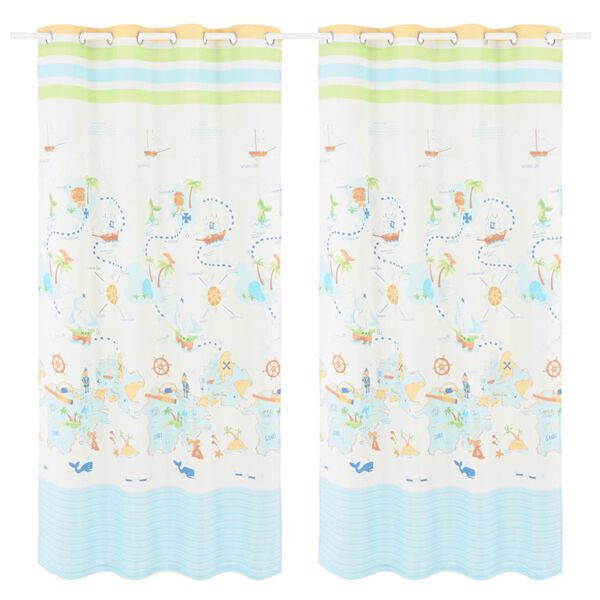 vidaXL Rideau occultant imprim&eacute; enfants 2 pcs 140x240 cm voyager monde