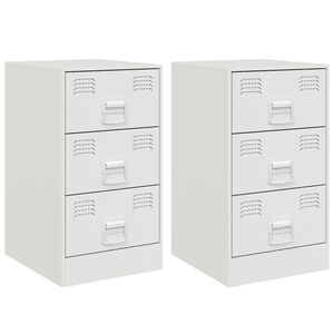 vidaXL Tables de chevet 2 pcs blanc 34,5x39x62 cm acier