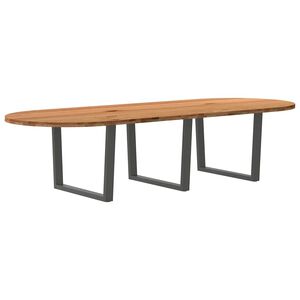 vidaXL Table &agrave; manger marron clair bois de ch&ecirc;ne massif ovale