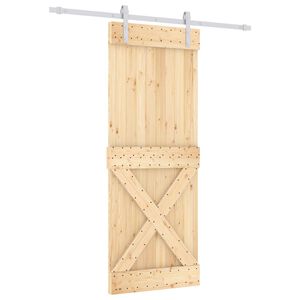 vidaXL Porte coulissante 80 x 210 cm Bois de pin massif (non trait&eacute;)