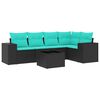 vidaXL Ensemble de canap&eacute; de jardin 6 pcs avec coussins noir r&eacute;sine tress&eacute;e
