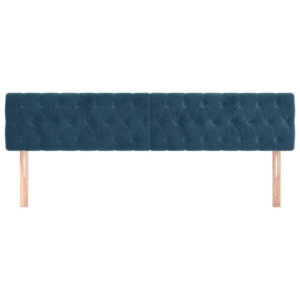 vidaXL T&ecirc;tes de lit Bleu fonc&eacute; 200 x 7 x 78/88 cm Velours