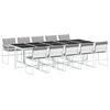 vidaXL Ensemble &agrave; manger de jardin avec coussins 11pcs blanc textil&egrave;ne