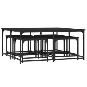 vidaXL Tables basses gigognes 5 pcs noir bois d'ing&eacute;nierie