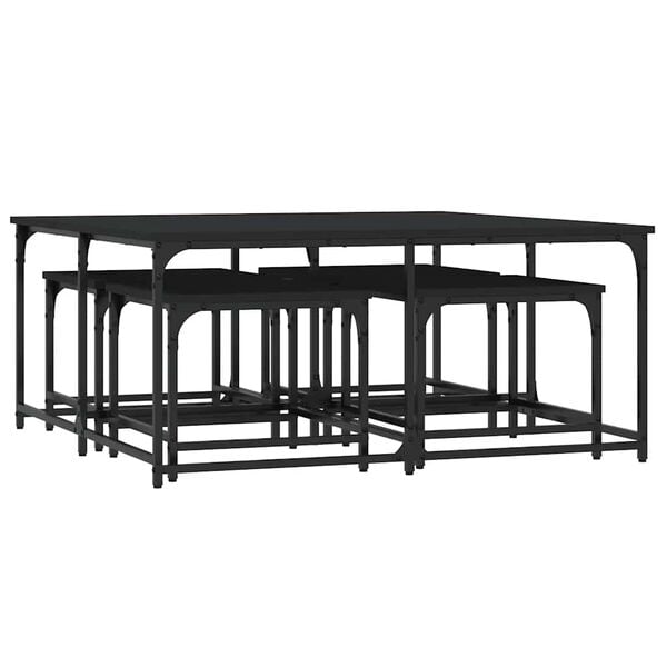 vidaXL Tables basses gigognes 5 pcs noir bois d'ing&eacute;nierie