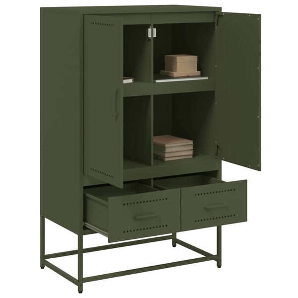 vidaXL Buffet haut vert olive 68x39 x111,5 cm acier