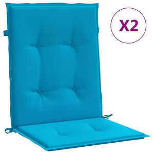 vidaXL Coussins de chaise de jardin &agrave; dossier bas lot de 2 bleu