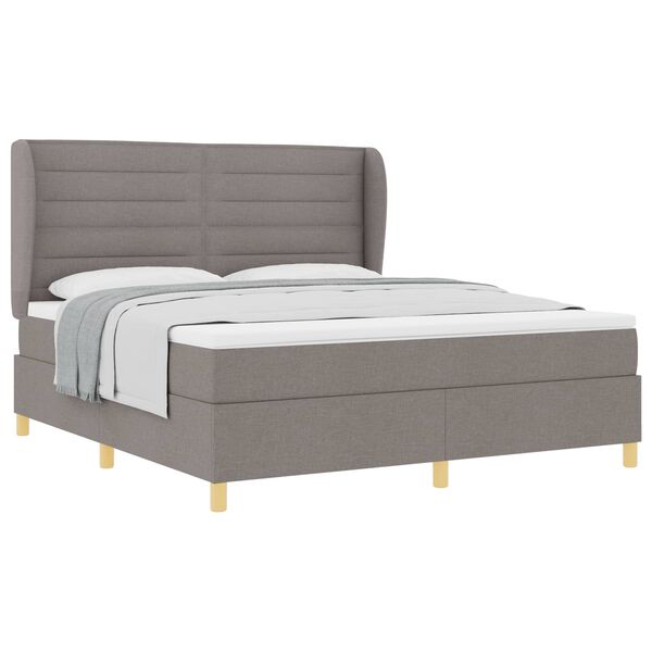 vidaXL Lit &agrave; ressorts avec matelas Taupe 200 x 180 cm tissu