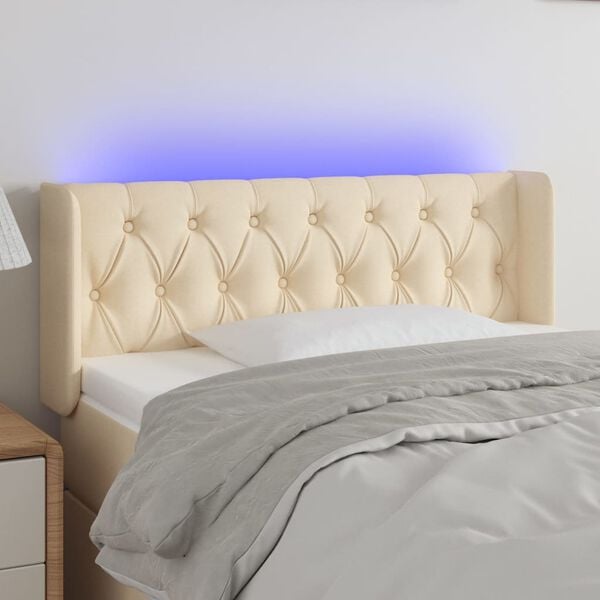 vidaXL Tête de lit à LED Crème 103x16x78/88 cm Tissu