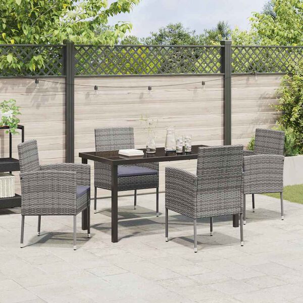 vidaXL Ensemble de salle &agrave; manger pour jardin 5 pcs Gris polyrotin