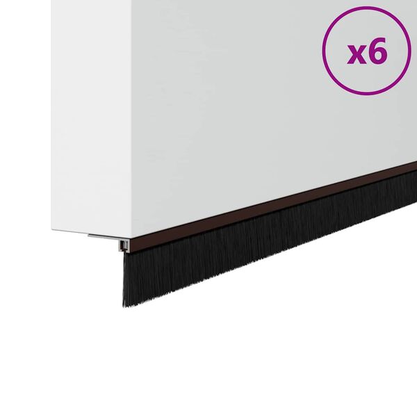 vidaXL Brosses de porte adh&eacute;sives 6 pcs Marron 100 cm