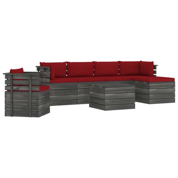 vidaXL Salon palette de jardin 7 pcs avec coussins Bois de pin massif