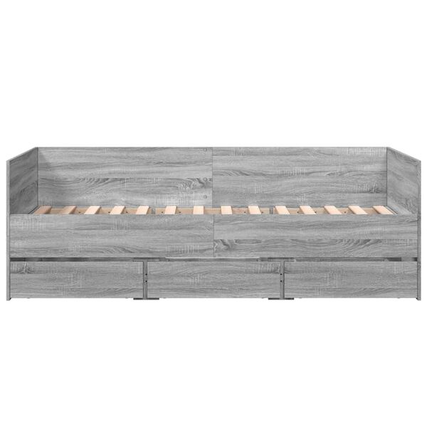 vidaXL Lit de jour avec tiroirs sans matelas sonoma gris 75x190 cm