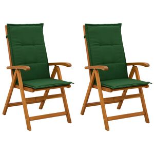 vidaXL Chaises de jardin inclinables 2 pc Naturel Bois d'Acacia Massif