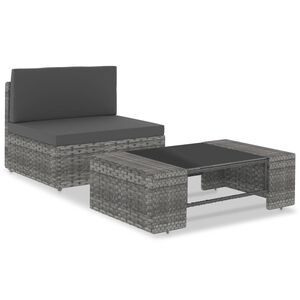 vidaXL Salon de jardin 2 pcs R&eacute;sine tress&eacute;e Gris