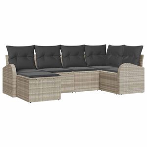 vidaXL Ensemble de Canap&eacute;s avec coussin 6 pcs Gris clair polyrotin