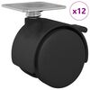 vidaXL Roue 12 pi&egrave;ces Noir 39,5 x 39,5 x 37,8 mm Fer et Polypropyl&egrave;ne