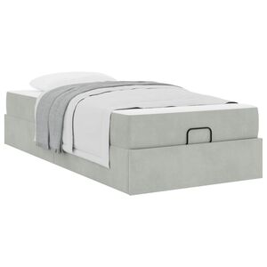 vidaXL Cadre de lit avec matelas Gris clair 90 x 190 cm Velours