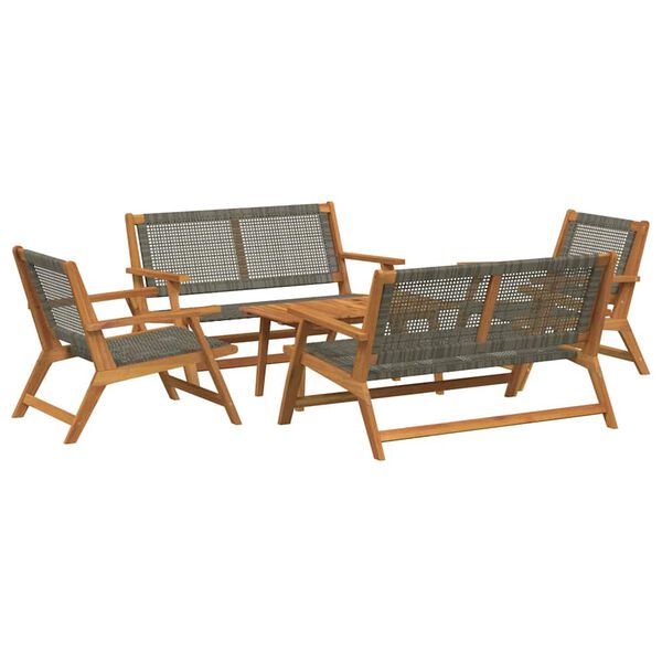 vidaXL Chaises de jardin avec table 5 pcs Gris 90 x 45 x 40 cm
