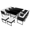 vidaXL Salon de jardin 11 pcs avec coussins R&eacute;sine tress&eacute;e Noir