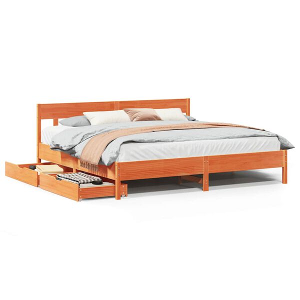 vidaXL Cadre de lit sans matelas cire marron 180x200cm bois pin massif