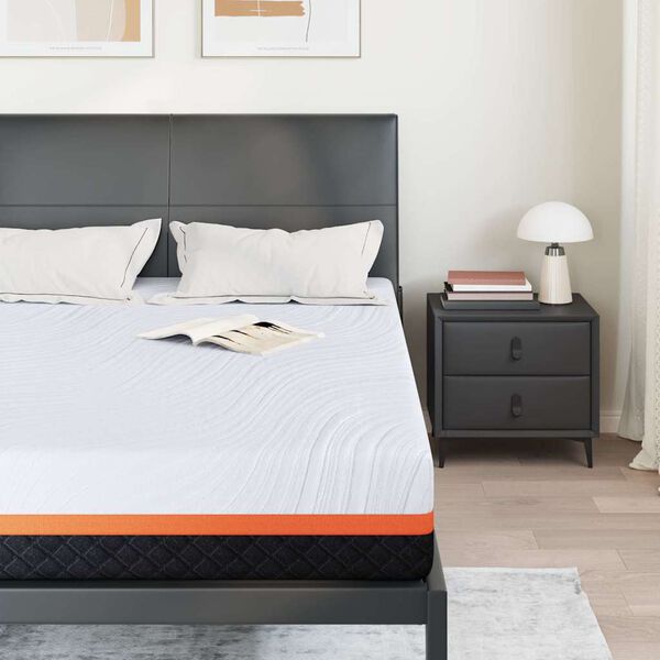 vidaXL Matelas Blanc et Gris 160 x 200 cm Mousse