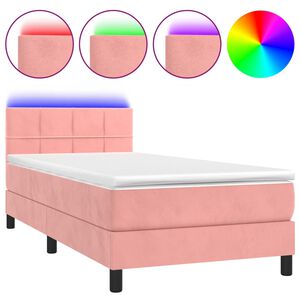 vidaXL Sommier &agrave; lattes de lit avec matelas et LED Rose 90x200 cm