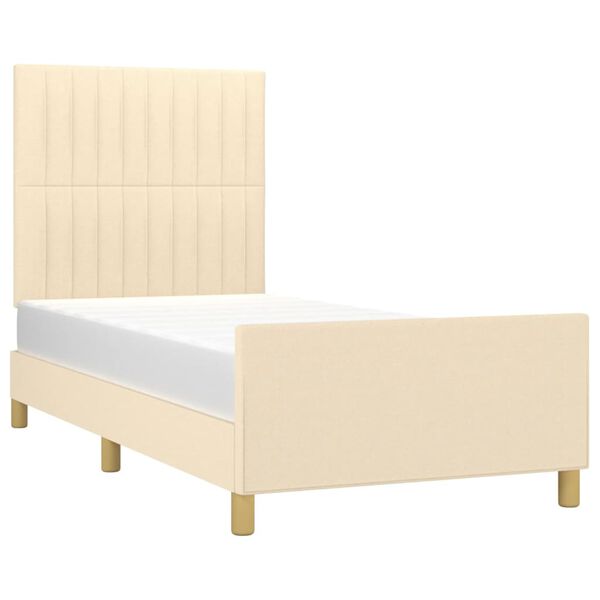 vidaXL Cadre de lit sans matelas cr&egrave;me 90x200 cm tissu