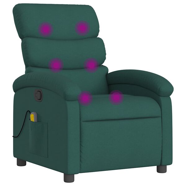 vidaXL Fauteuil de massage inclinable Vert fonc&eacute; Tissu