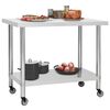 vidaXL Table de travail de cuisine avec roues 100x30x85 cm Inox
