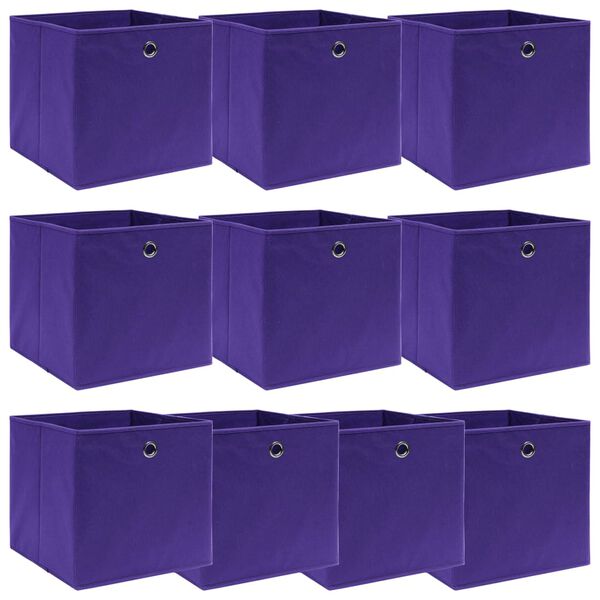 vidaXL Bo&icirc;tes de rangement 10 pcs Violet 32x32x32 cm Tissu