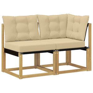 vidaXL Canap&eacute; d&rsquo;ext&eacute;rieur milieu et coin avec coussin 2 Pi&egrave;ce Blanc