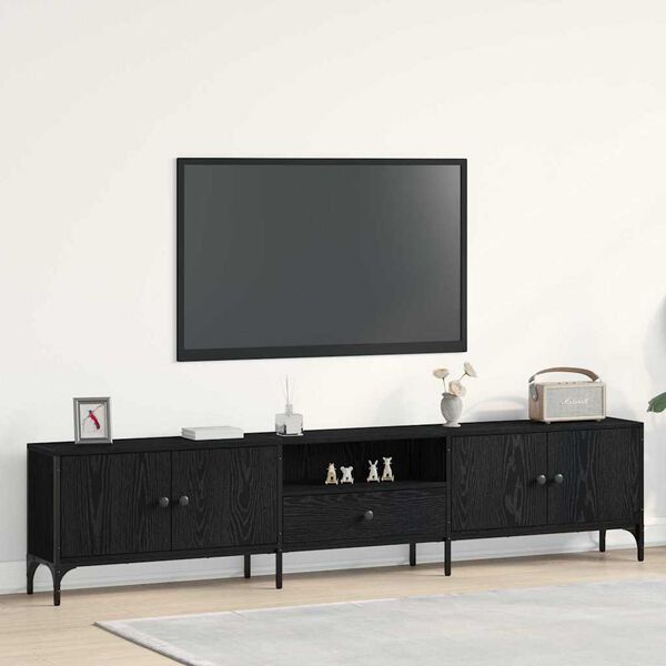vidaXL Meuble TV Chêne noir 200 x 25 x 44 cm Bois d'ingénierie