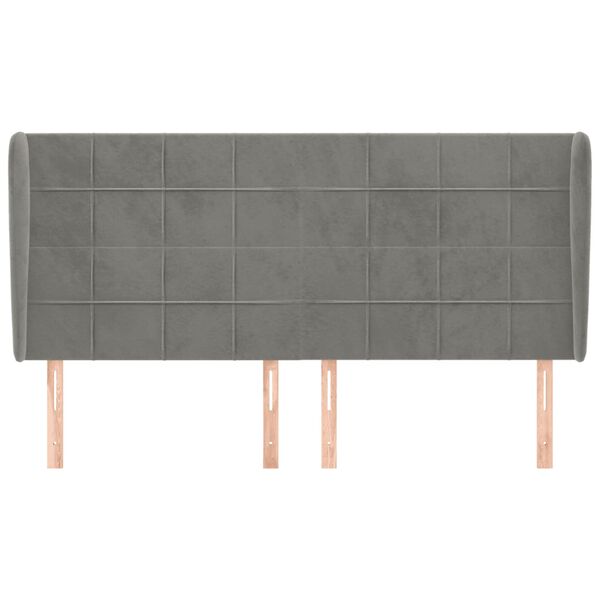 vidaXL Tête de lit avec oreilles Gris clair 183x23x118/128 cm Velours