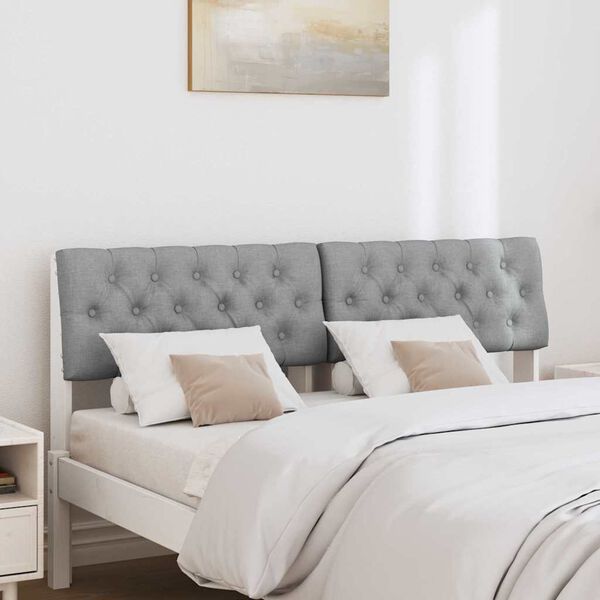 vidaXL T&ecirc;te de lit capitonn&eacute;e Gris clair 140 cm Pin massif