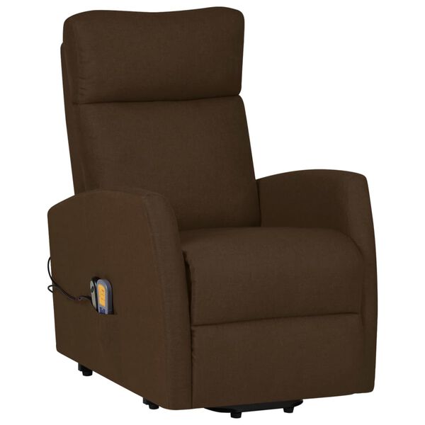 vidaXL Fauteuil de massage Marron foncé Tissu