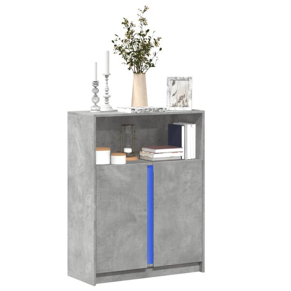 vidaXL Buffet avec LED gris b&eacute;ton 77x34x100 cm bois d'ing&eacute;nierie