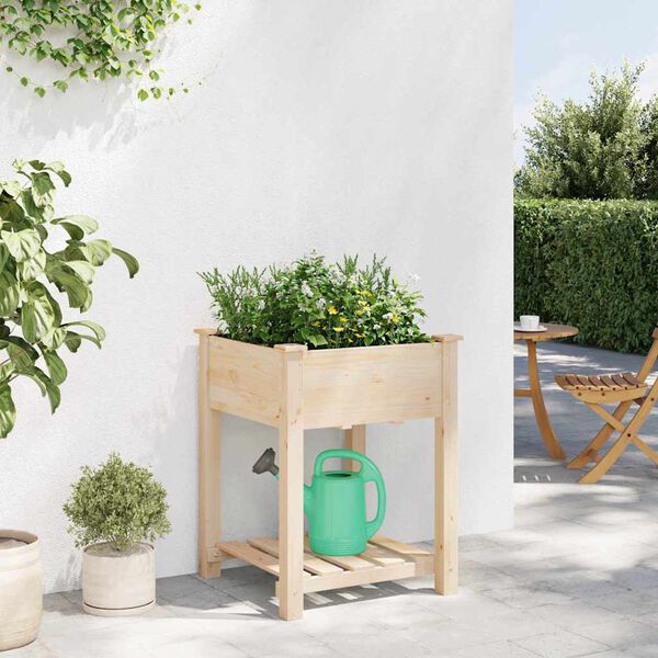 vidaXL Cache-pot de jardin avec &eacute;tag&egrave;re Beige 60,5 x 60 x 76,5 cm