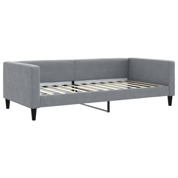 vidaXL Lit de jour avec gigogne et matelas gris clair 100x200 cm tissu