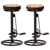vidaXL Tabourets de bar avec motif lot de 2 noir/marron cuir véritable