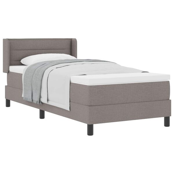 vidaXL Lit &agrave; ressorts avec matelas Taupe 190 x 90 cm Polyester
