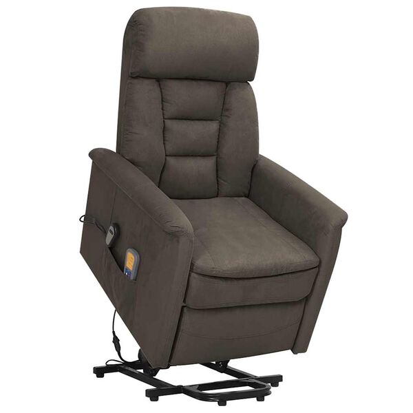 vidaXL Fauteuil de massage Gris foncé Tissu microfibre