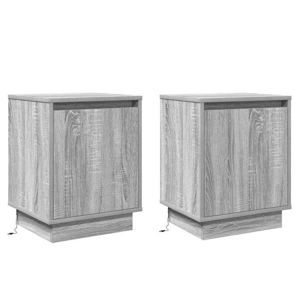 vidaXL Cabinet de chevet 2 pcs Gris 39 x 34,5 x 50 cm