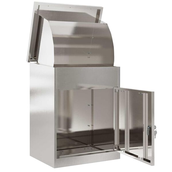 vidaXL Bo&icirc;te de d&eacute;p&ocirc;t de colis Noir 47,5 x 38 x 59 cm Acier inoxydable