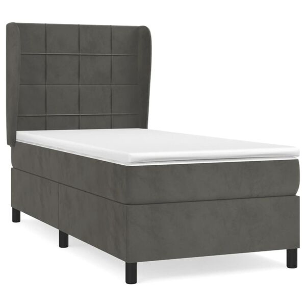 vidaXL Sommier &agrave; lattes de lit et matelas Gris fonc&eacute; 80x200 cm Velours