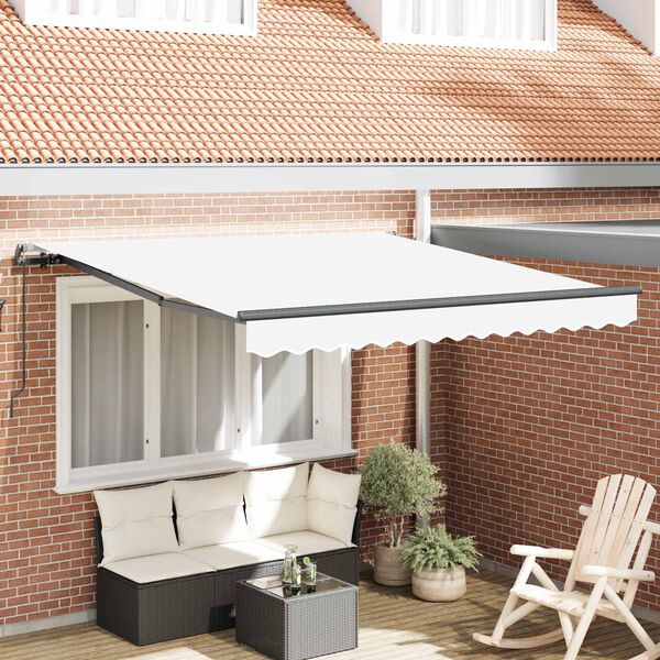vidaXL Auvent R&eacute;tractable Blanc 300 x 250 cm Polyester et Acier