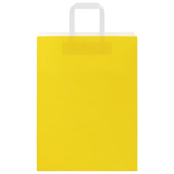vidaXL Sacs en papier 50 pcs avec poign&eacute;es jaune 26x12x35 cm