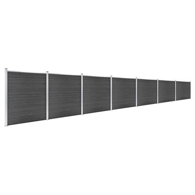 vidaXL Ensemble de panneau de clôture WPC 1218x186 cm Noir