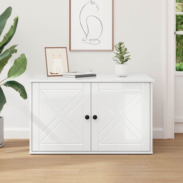 vidaXL Maison pour chat Blanc Brillant 85 x 55 x 50 cm